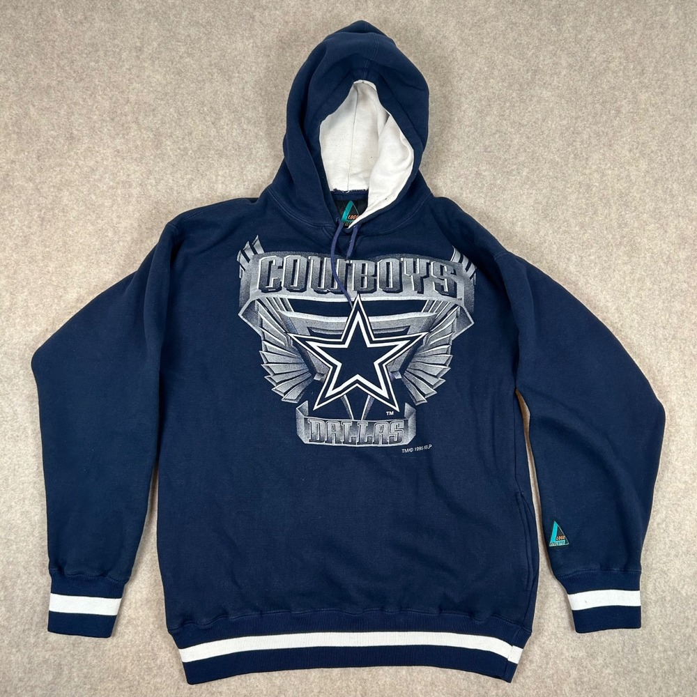 Logo Athletic Dallas Cowboys Hoodie Mens Large Navy ‎ Vintage 1995 NFL Graphic